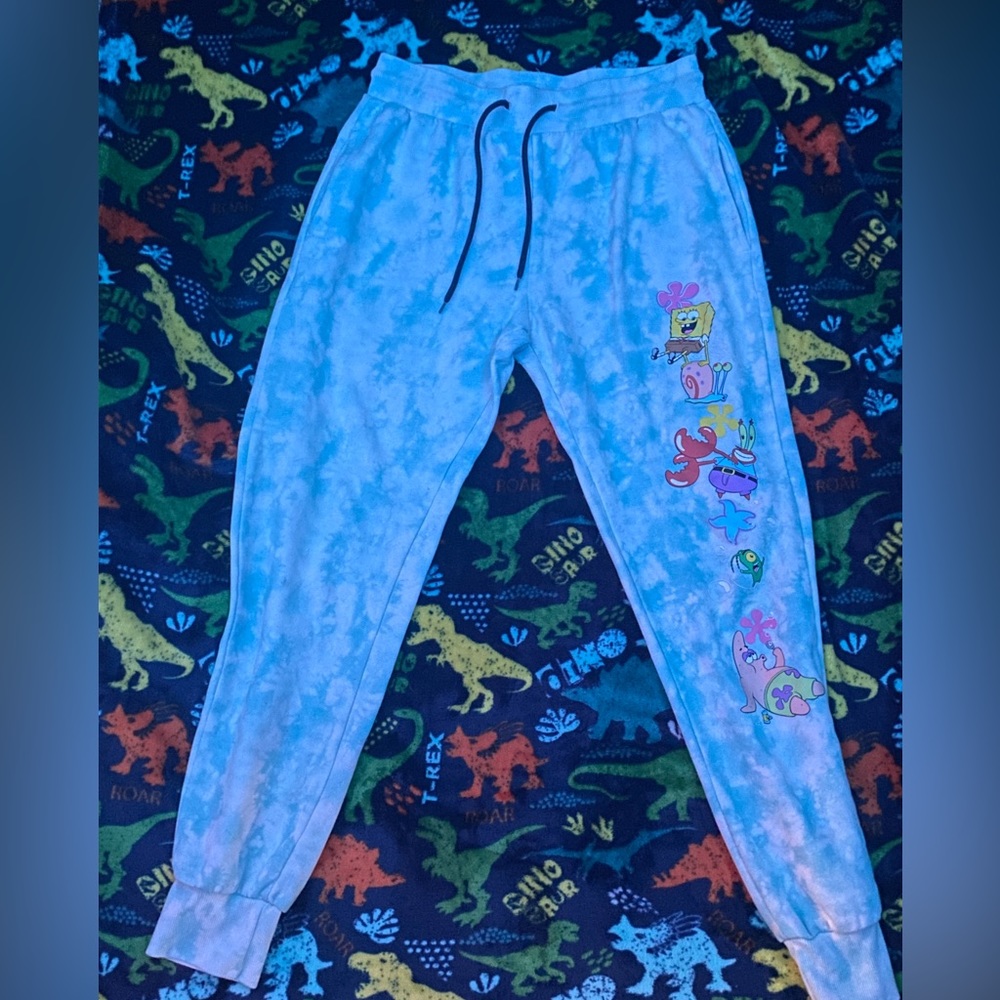 White and blue SpongeBob sweatpants